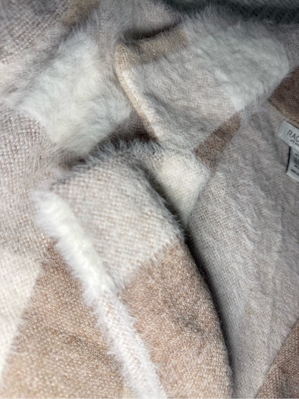Rachel Zoe Plaid Teddy Jacket Cream Brown XL NWT Cozy Coat - Picture 6 of 15